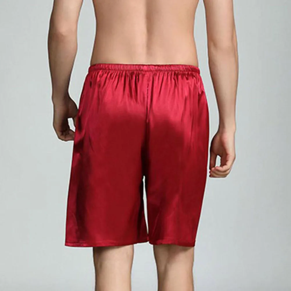 Men Sleep Bottoms Shorts Sleepwear Ice Silk Satin Lingeries For Man Briefs Loungewear Pyjama Short Pants ElasticMen's Underpants
