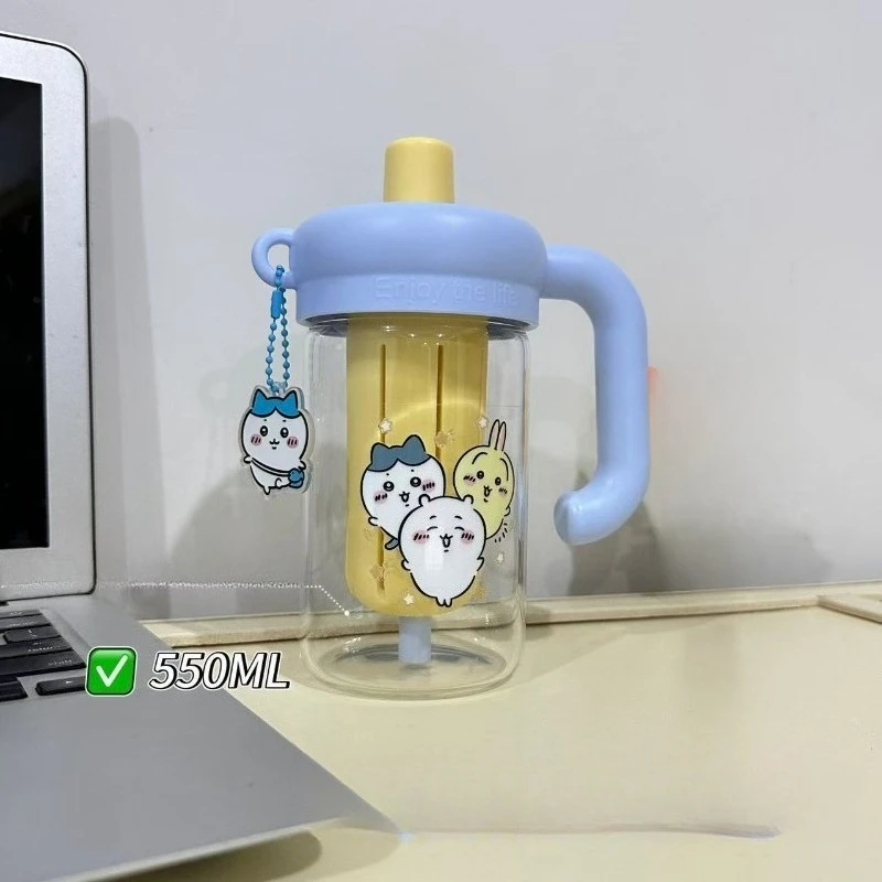 

Chiikawa Cute Kawaii Cartoon Straw Glass Usagi Water Bottle Hachiware New Tea Infuser Ins Style for Campus Durable Holiday Toys