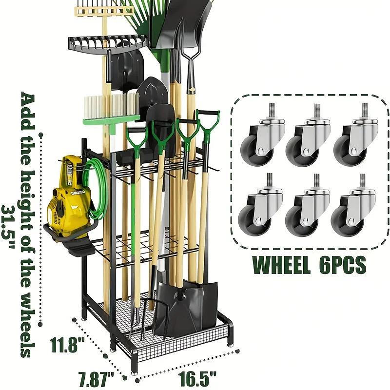 رف أدوات الحديقة، برج أدوات الفناء، مناسب لتنظيم المرآب والتخزين، رف أدوات الحديقة الفولاذي عالي التحمل، للسقيفة
