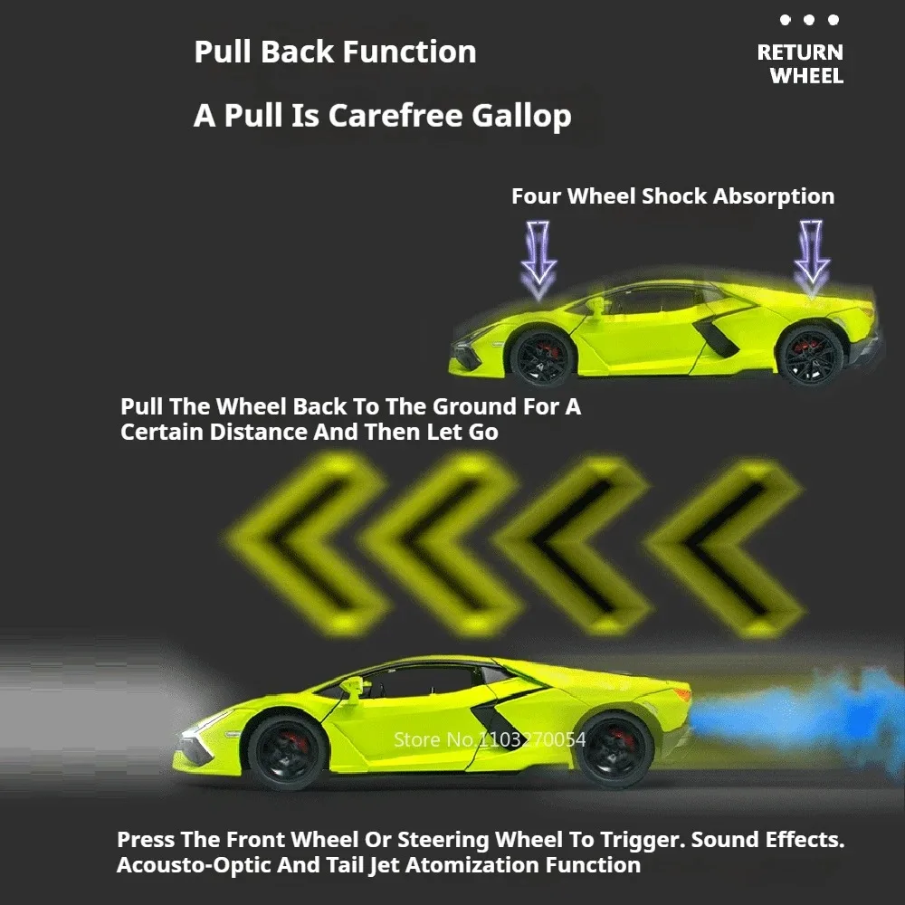 1:24 Bolide Revuelto Legierung Modell Diecast Auto Spielzeug Türen Geöffnet Sound Licht Zurückziehen Miniatur Fahrzeug Junge Erwachsene Geburtstag Geschenk – Detail 22
