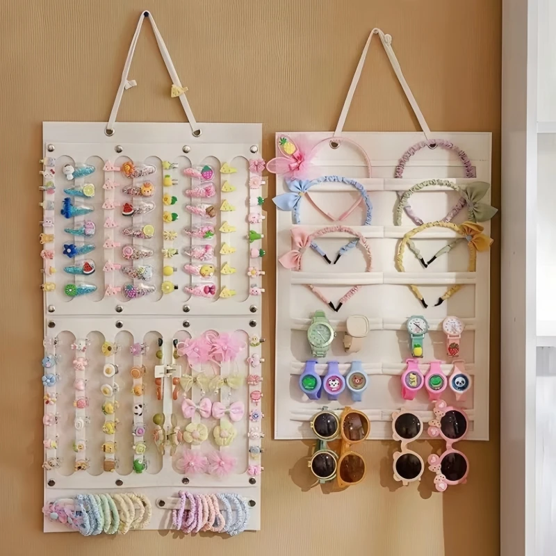 Wandmontierter Haarschmuck-Organizer Haarschleifenhalter Haarklammern Scrunchies Sonnenbrillen Uhren-Display Mädchen Kinderzimmer Deko – Detail 2