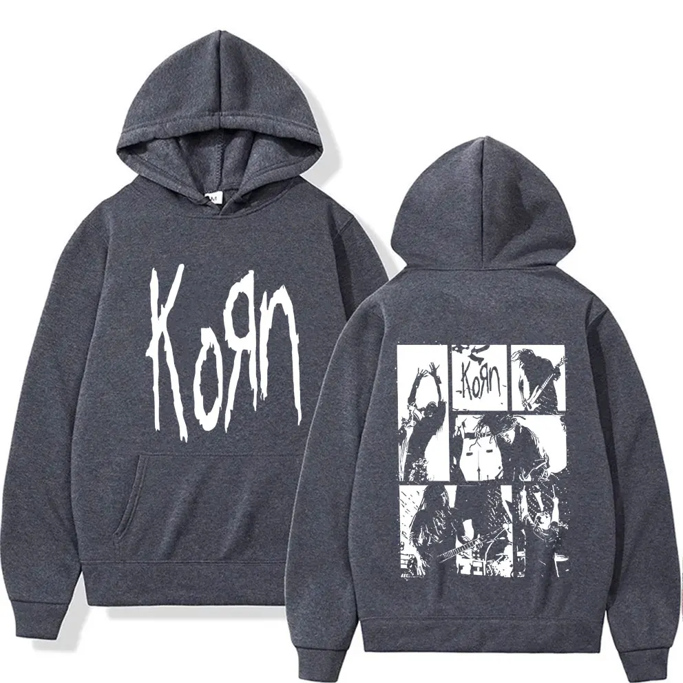 Alternative Nu Metal Rock Band Korn Double Sided Graphic Hoodie Men Gothic Vintage Pullover Tracksuit Male Fleece Cotton Hoodies