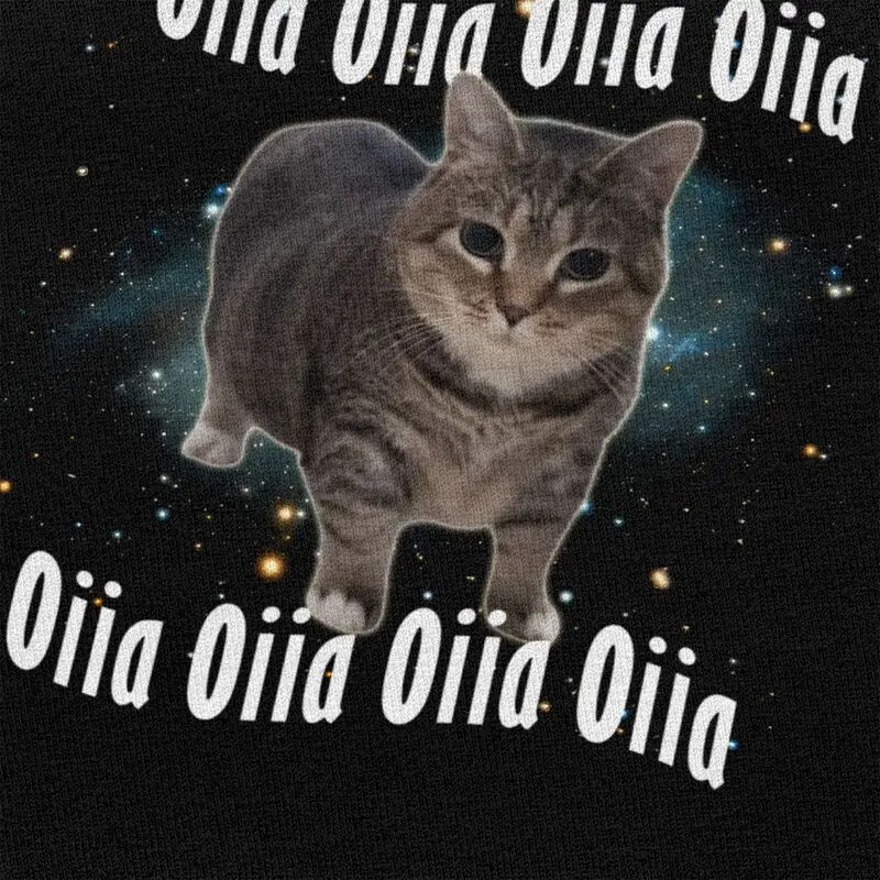 Oiia Oiia Cat Meme Cat Футболка из 100% хлопка Футболка Уличная одежда Футболка с круглым вырезом Повседневная одежда с короткими рукавами Мужчины Женщины Подарок