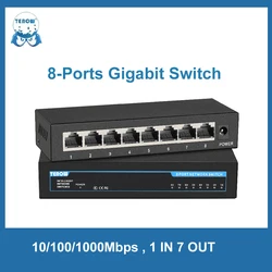 TEROW 8-portowy przełącznik Ethernet Gigabitowy przełącznik sieciowy 100 1000Mbps Gigabit Switch Fast RJ45 LAN Hub do kamery ip NO POE