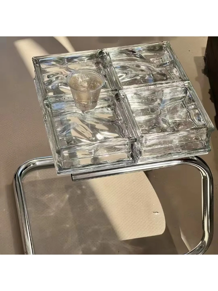 Medieval nested coffee table set with glass top and storage for the living room