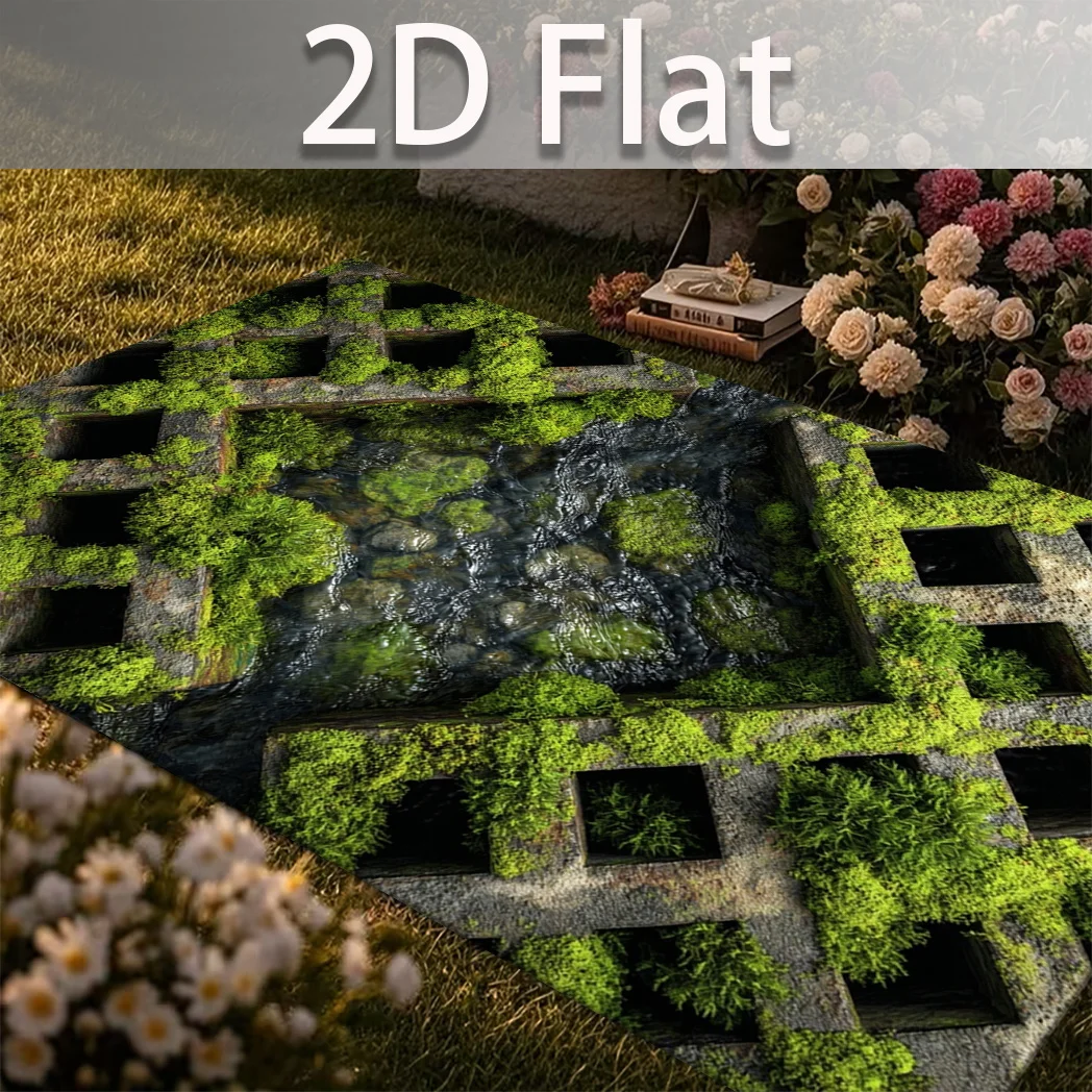 1pc 2D Flat Moss Plaid Running Water Rectangle Area Rug, Versatile Home Decor, Ideal Gift, Perfect for Dining Room Bedroom