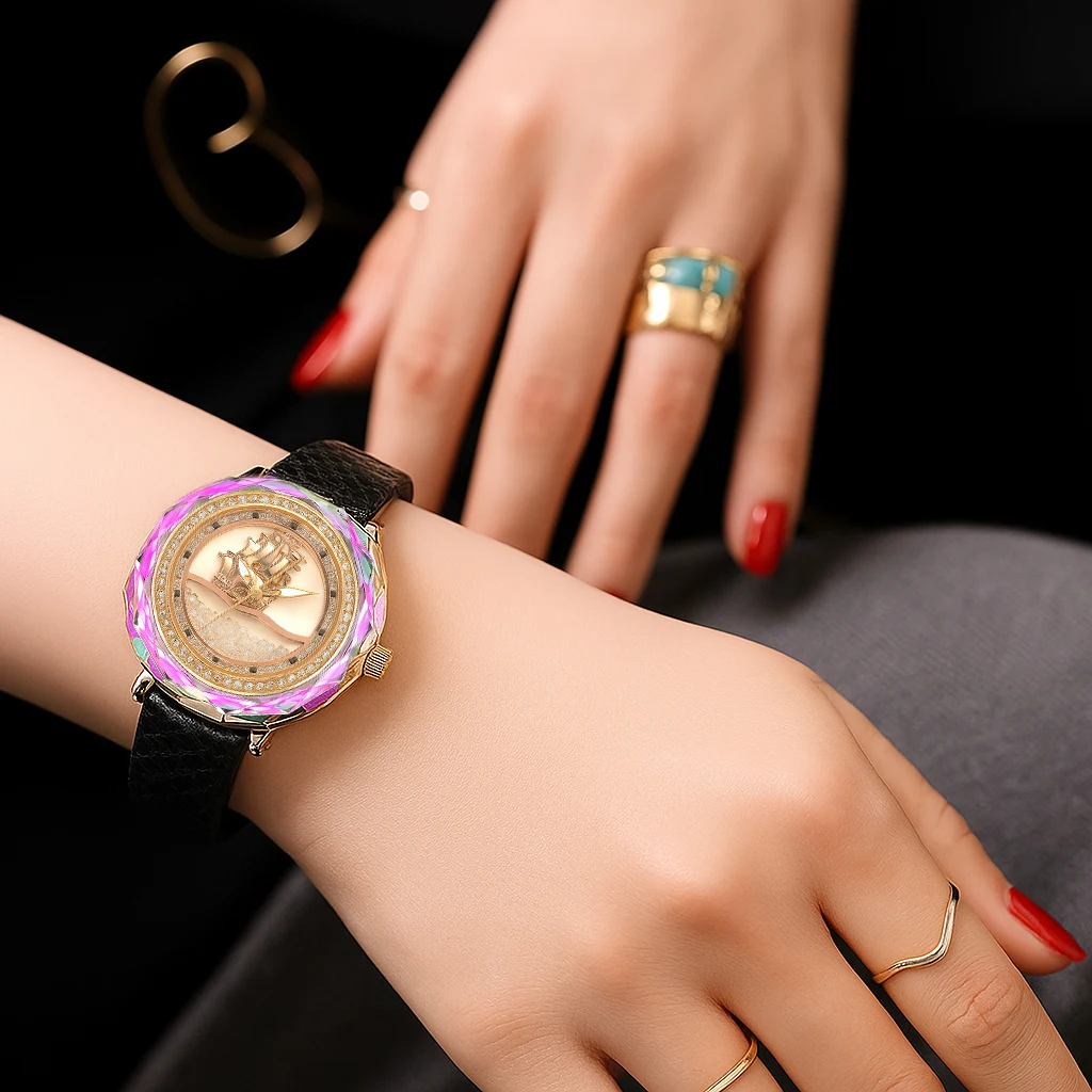 Princess Butterfly Fashion Women Quartz Wristwatches Rare Woman Smooth Sailing Colorful Diamond Leather Watch Original Brand
