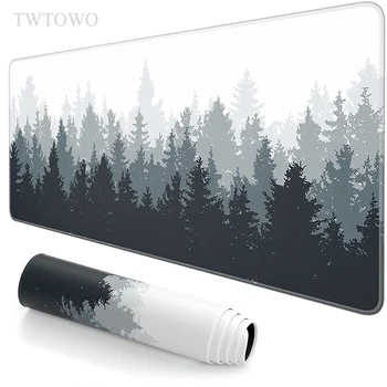 Gray Forest Trees Mouse Pad Gaming XL Computer New Large Mousepad XXL Keyboard Pad Natural Rubber Anti Slip Soft Mouse Mat