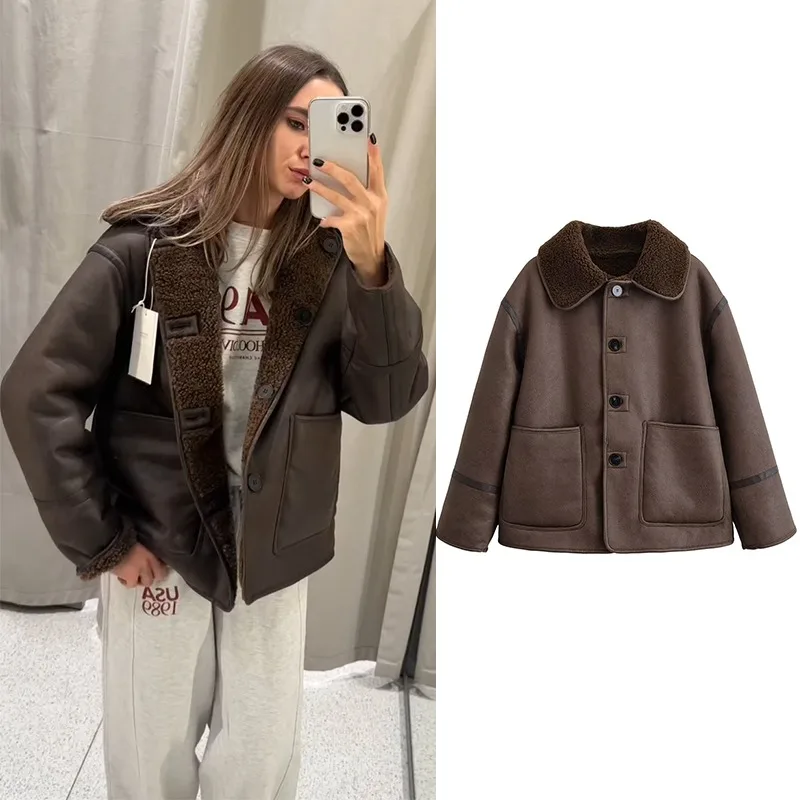 

CharmChant Women's reversible shearling jacket Leather Jackets Winter 2025 Sheepskin Coat Female New in Coats warm Outerwears