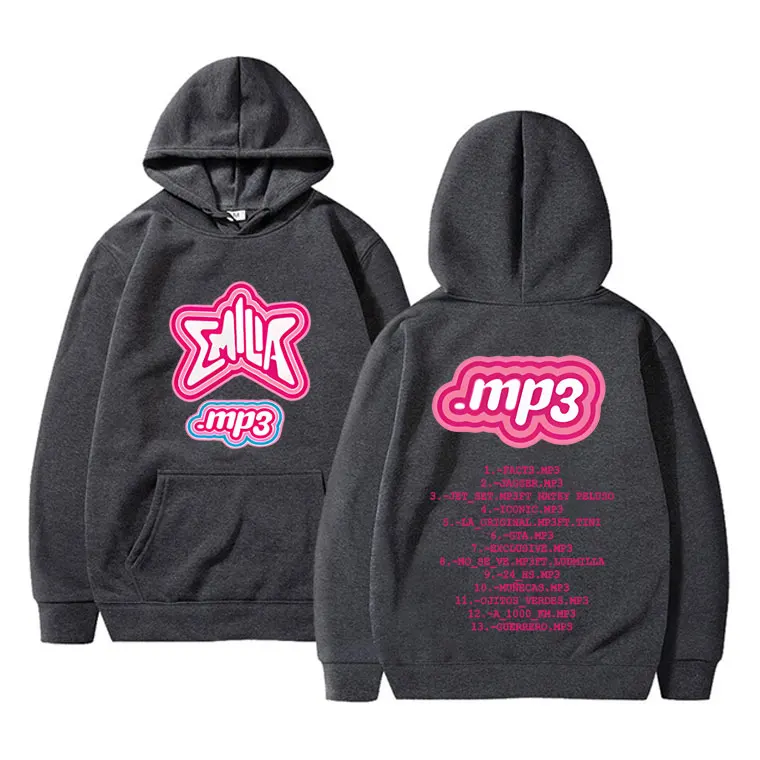 Singer Emilia Mernes MP3 Tour Double Sided Print Hoodie Men Women Hip Hop Oversized Fleece Cotton Pullover Male Vintage Hoodies