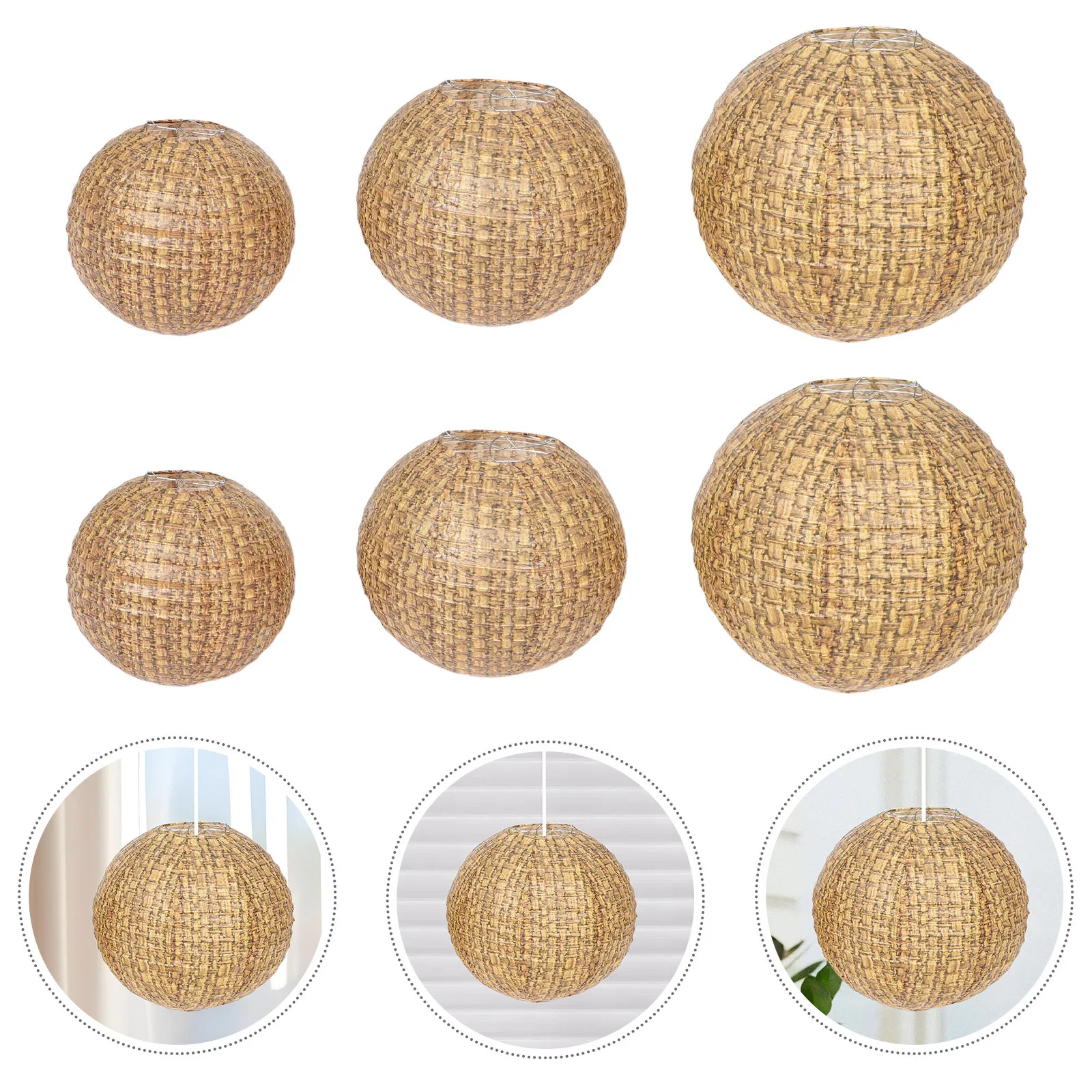 

9Pcs Round Burlap Paper Lanterns Rustic Hanging Decorative Lanterns Wedding Party Farmhouse Indoor Outdoor Decor