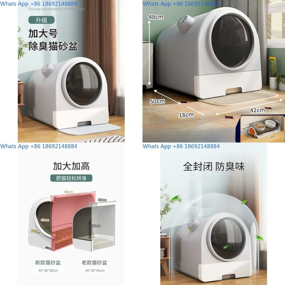 

Enclosed Cat Litter Box Drawer Style Odor Control Large Capacity Anti Spill Cat Toilet