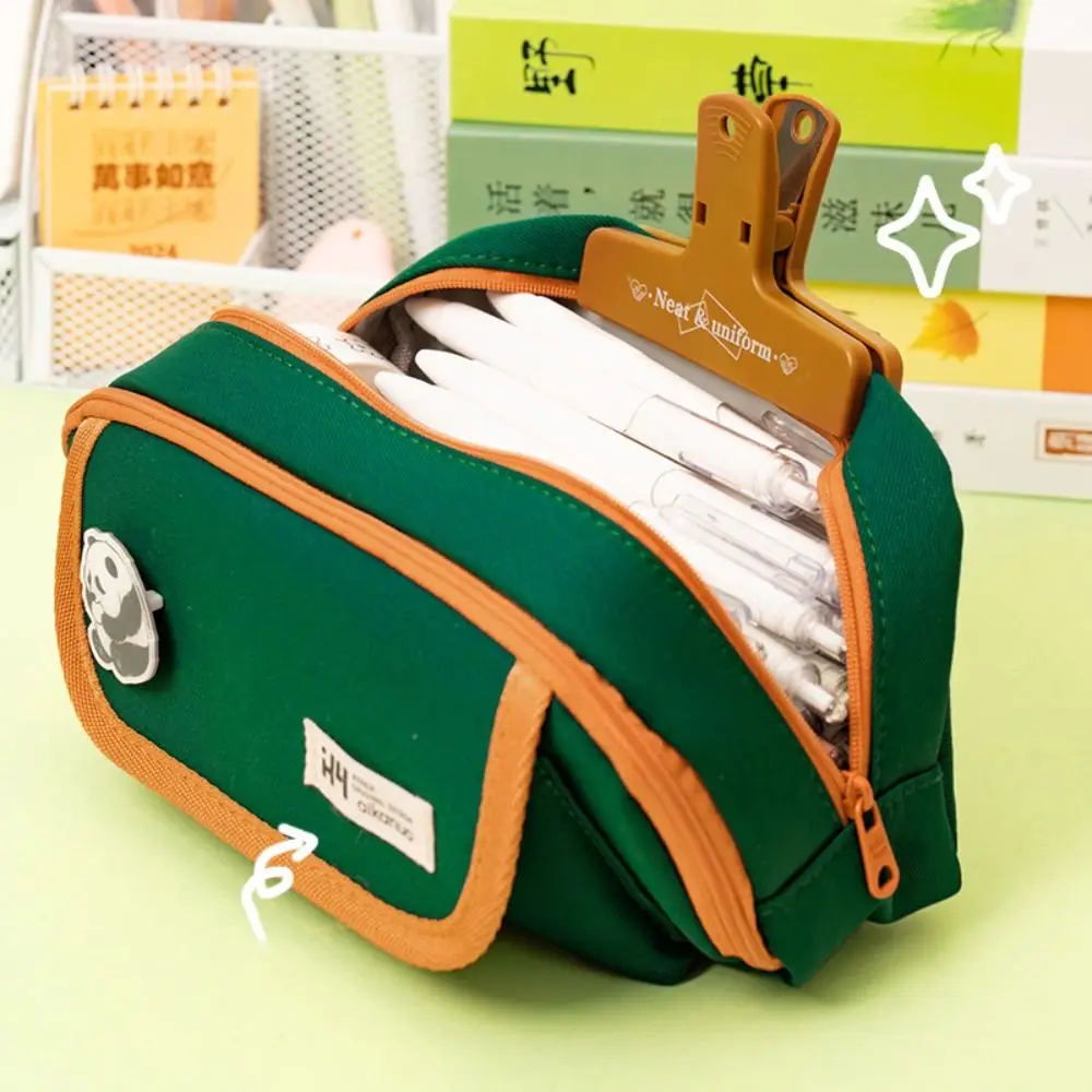 Simple Cartoon Pen Bag Large Capacity Polyester fibre Pen Storage Bag Pencil Case Student