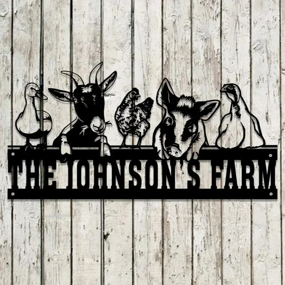 Personalized Farm Animals Sign, Custom Metal Decor. Adorn Home Yard, Great Farmer Gift for Father's Day with Rural Allure.