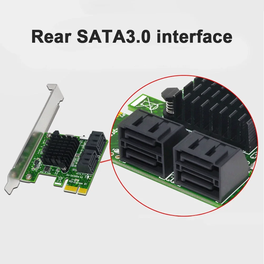 6Gbps PCIE to 4 Ports SATA 3.0 III  Expansion Adapter PCI-e PCI Express x1 Controller Board Expansion Card Support X1/X4/X8/X16