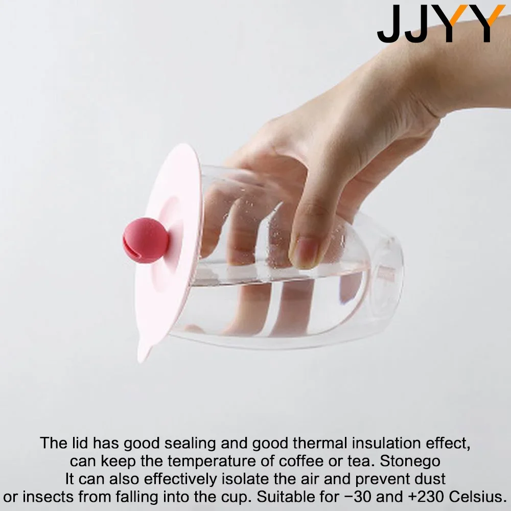 Silicone Cup Cover with Spoon Holder Dustproof Leakproof Coffee Mug Lid Protector for Glass Cups Travel Drinkware Accessories