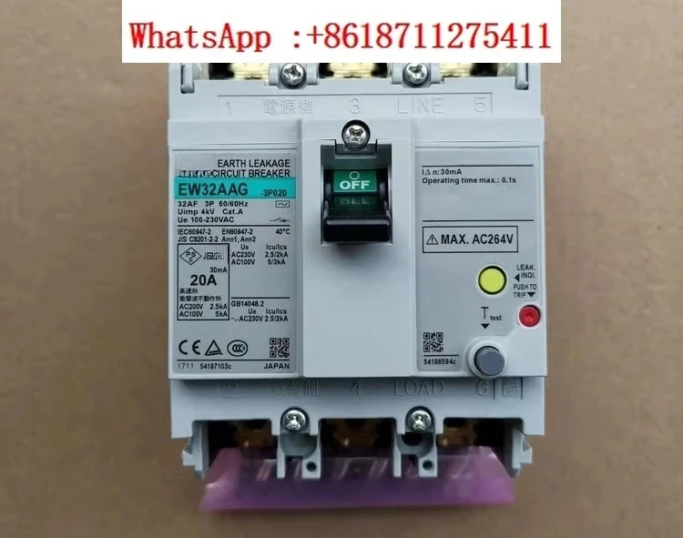 New Japanese EW32AAG-3P-020B motor circuit breaker 30ma actual price