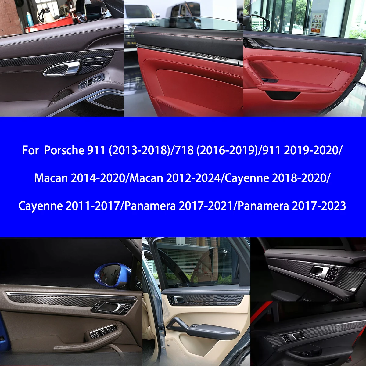 

For Porsche 718/911/Macan/Cayenne/Panamera Dry Carbon Fiber Interior Door Panel Decorative Strip Interior Multiple Choice Set
