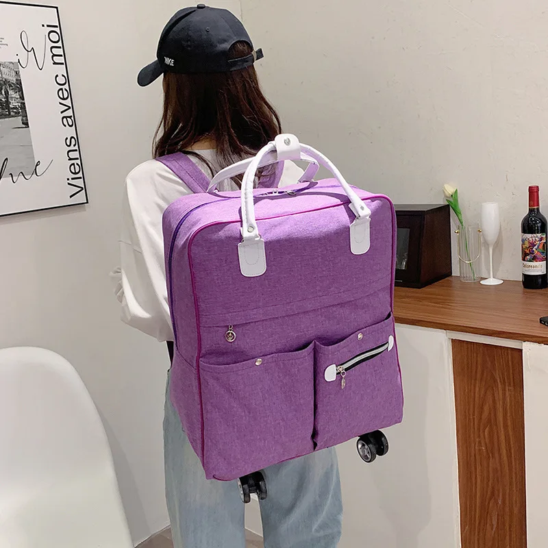 Women Travel Suitcase Trolley Bags Backpack Wheeled Bag Oxford High Quality Rolling Luggage Travel Bag With Wheels