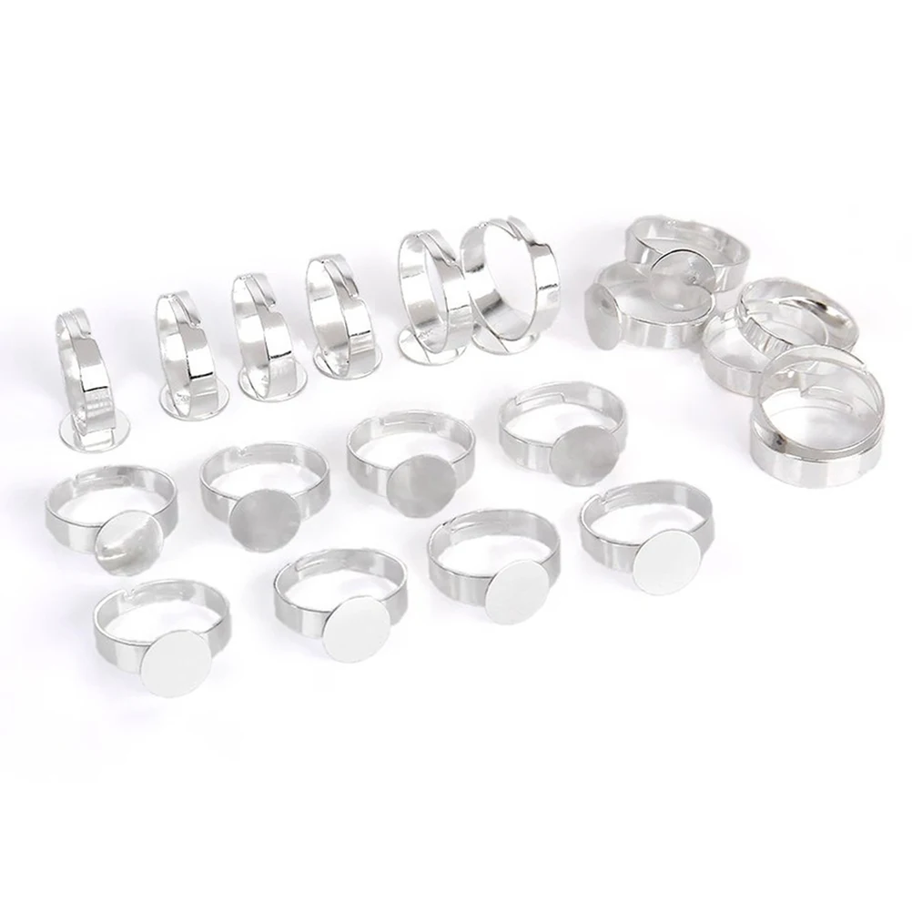 

10pcs Metal DIY Jewelry Making Silver Fashion Charm Base Adjustable Ring Kits Craft Mounting Ring Gifts