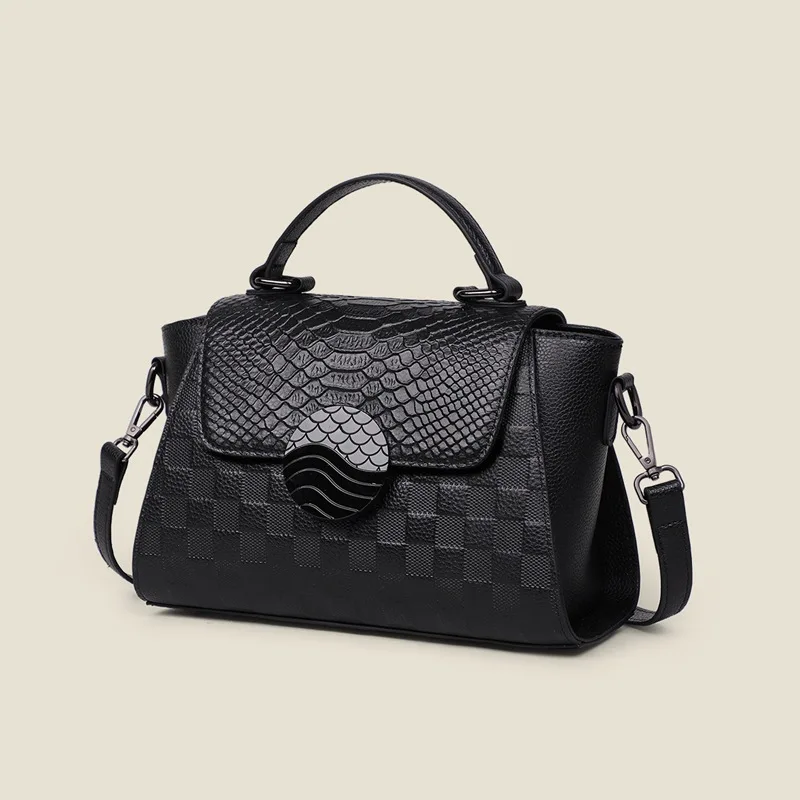 Handbag Genuine Leather Women Shoulder Bag Autumn Winter Large Capacity Crossbody Bag Luxury Commuter Tote Bag Elegant