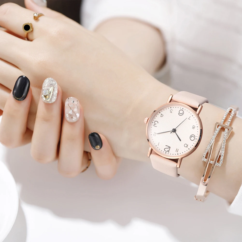 

2 Pcs Quartz Women's Watches Excellent Craftsmanship Classy for Casual Classic Daily Wear Pu Comfortable