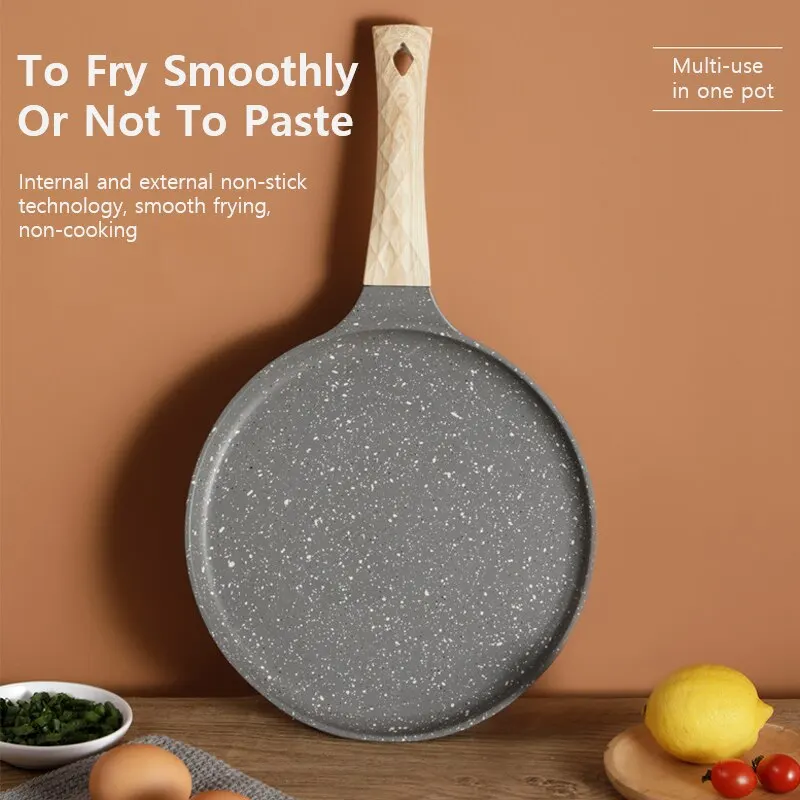 Crepe Pancake Pan Nonstick Frying Pot with Wooden Handle Omelet Saucepan Cooking Steak Pan Kitchenware Induction Crepe Maker