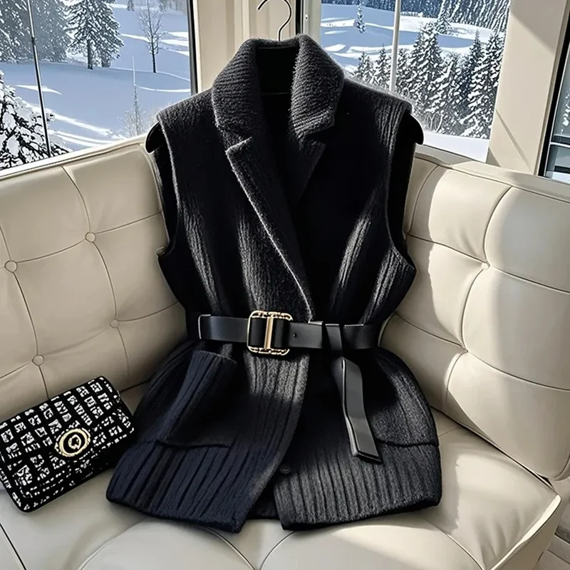 الخريف والشتاء جديد 2025 الخصر التخسيس سترة سترة عالية الشعور بلون سترة سترة لينة ومريحة مهرج رداء علوي غير رسمي