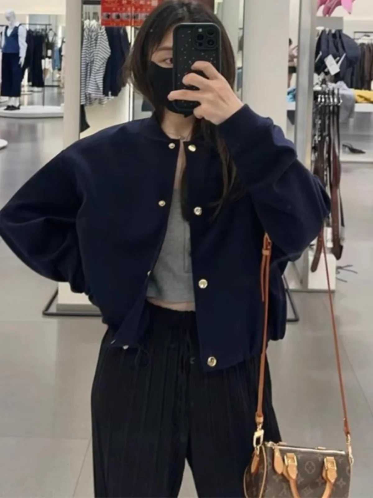 

Fall 2024 Commuter Sle Women's ort Baseball Jaet Cozy round Ne Outerwear Polyester Fiber Long Sve Pure Color