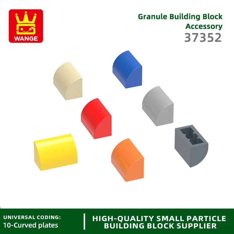 20Pcs/lot Curved 1 x 2 x 1 No Studs with corners Block Moc Color Accessories Compatible with 37352 Brick DIY Children's Toy