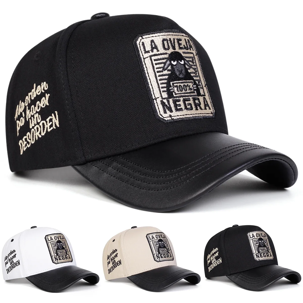 Gorras de béisbol unisex LA OVEJA NEGRA con bordado de letras, gorras informales ajustables para primavera y otoño, gorra deportiva con protección solar