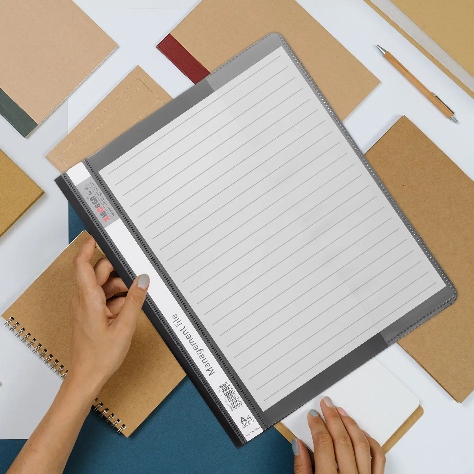 

12Pcs Reusable Document Folders A4 File Holder Plastic Report Cover Dual Hole Punch for Efficient Paper Management