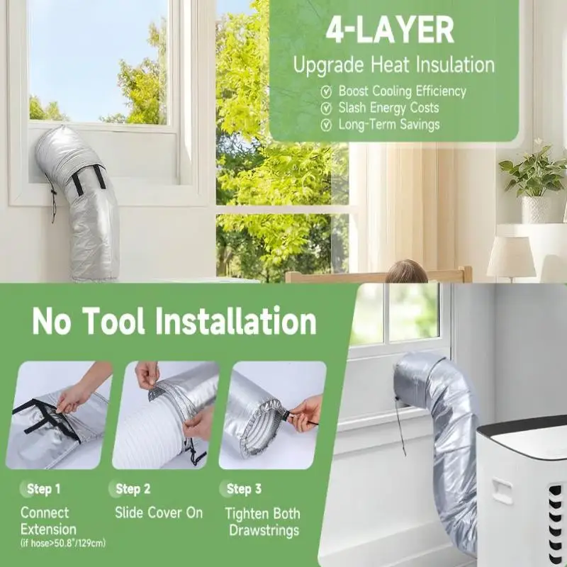 AC Vent Hose Insulation Sleeve Heat Resistant Thickened Design for Variable Temperature Work Environment