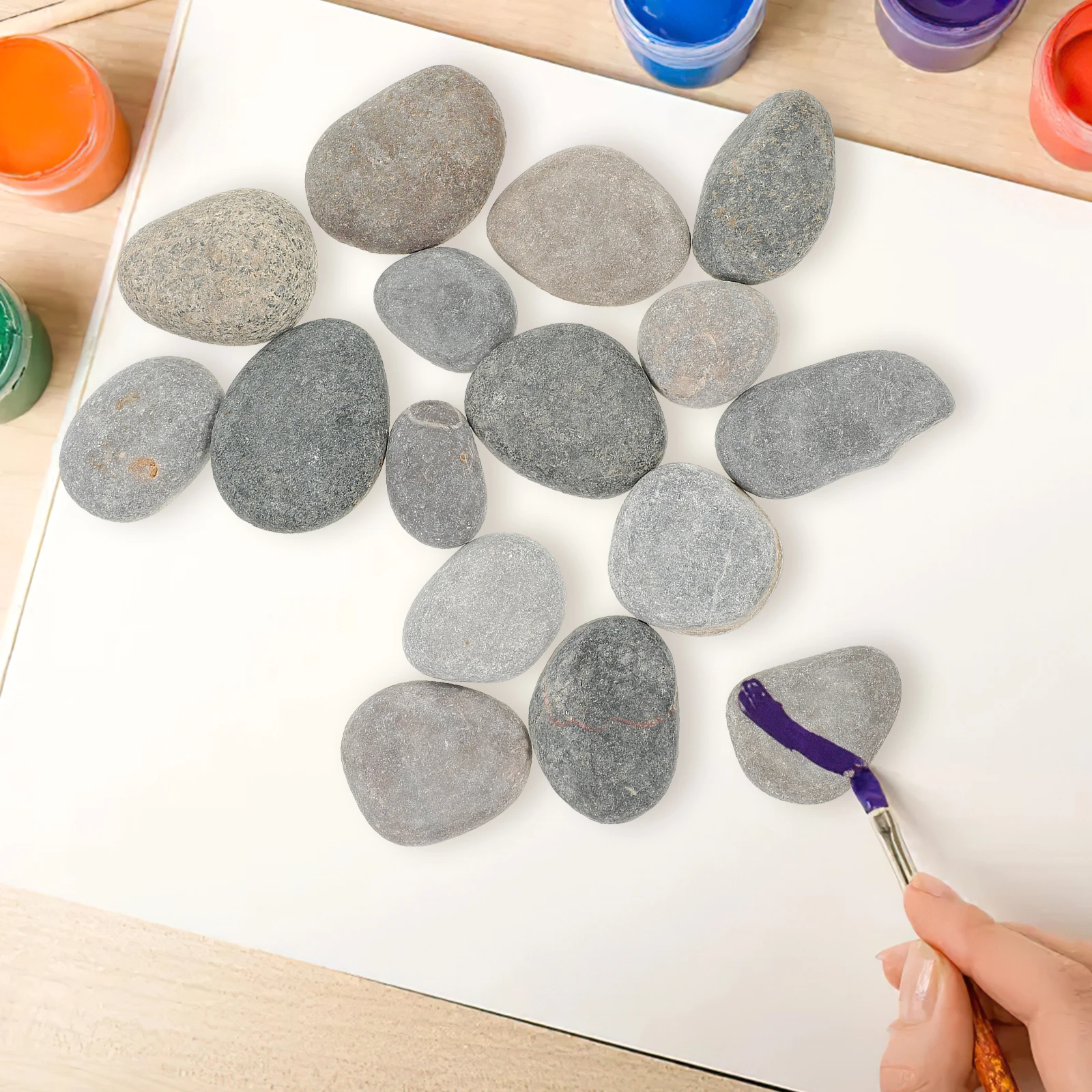 

16pcs Smooth Painting Stones for DIY Crafts Decoration Natural Rocks Garden Display Kindness Rock Set