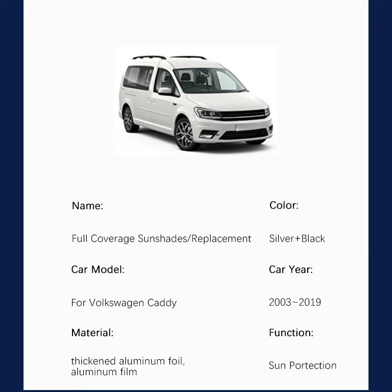 Car Coverage Sunshade Cover For Volkswagen VW Caddy 2K Maxi 2003~2019 Black Silver In One Window Sunshade Cover Auto Accessories view 2