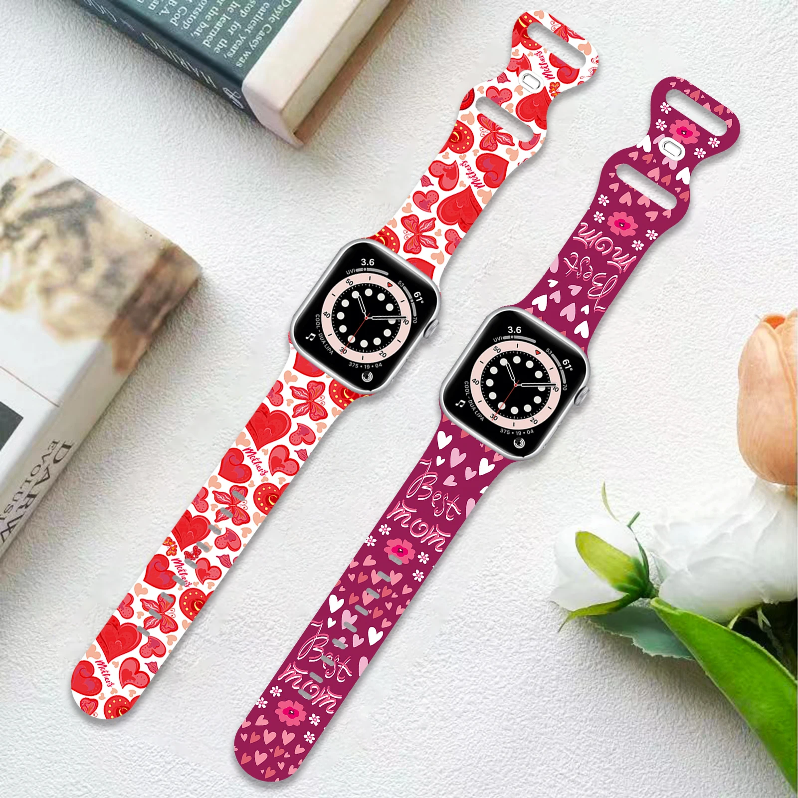 

Mother's Day Printed Strap for Apple Watch 11 10 9 8 Silicone Band Replaceable Bracelet for iWatch 46mm 44mm 42mm 41mm Watchband