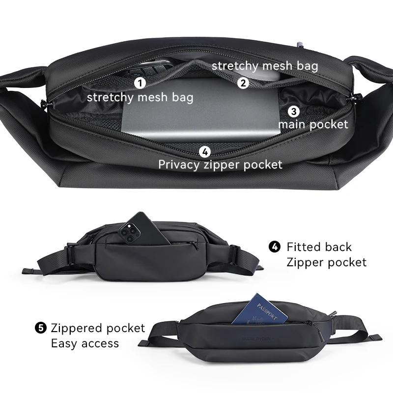 MARK RYDEN bolsita riñón para hombre Bolsa Banana bolsa impermeable