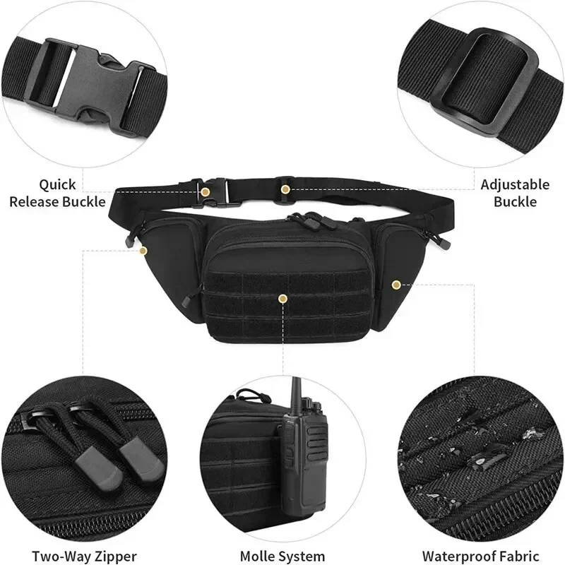 Männer Nylon Schulter Wandern Handy Tasche Taktische Multi-funktion Taille Pack Fanny Packs Sport High-kapazität Taille Tasche – Detail 6