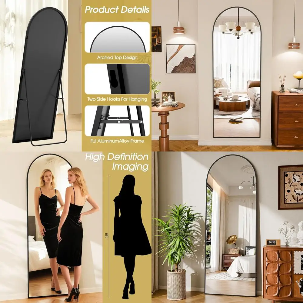 

Arched Floor Mirror, 59 x 20 Full-Length Stand Mirror for Home, Ideal for Bedrooms, Living Rooms, and Cloakrooms in Black
