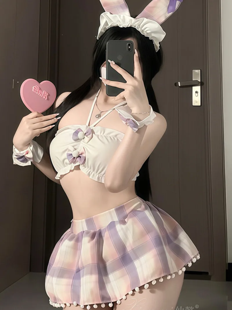 ชุดคอสเพลย์สาวกระต่ายเซ็กซี่ SM ชุดกระโปรงน่ารัก สไตล์ Pure Desire ชุดกระโปรงเปิดไหล่ผูกโบว์ JK สไตล์หวานซึ้ง 442J