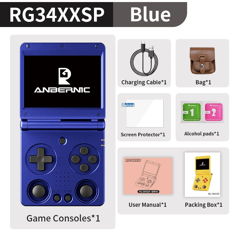 ANBERNIC RG34XXSP Flip Handheld Console 3.4'' IPS Screen Linux 64