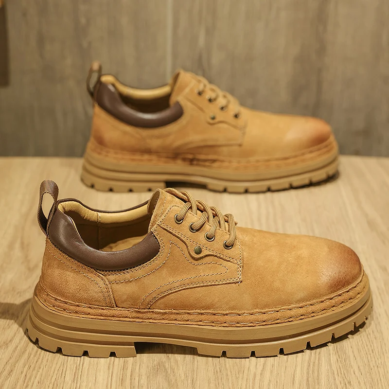 High Quality Men Leather Casual Shoes Fashion Sneakers Thick Sole Male Walking Shoes Zapatillas Hombre Spring Boots Mens Shoes