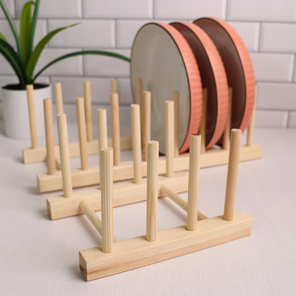 Easy Access Wooden Dish Drain Rack Space-saving Storage Racks For Kitchen Pot Kitchen Pot Lid Holder