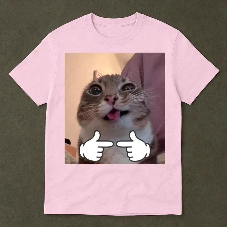 Camiseta con estampado divertido de gato para mujer, Top de verano con cuello redondo, camiseta de manga corta para mujer, ropa informal suave