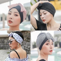 Women Ladies Stylish Bowknot Soak Swimming Cap Hats Accessories Waterproof Comfortable Fishtail
