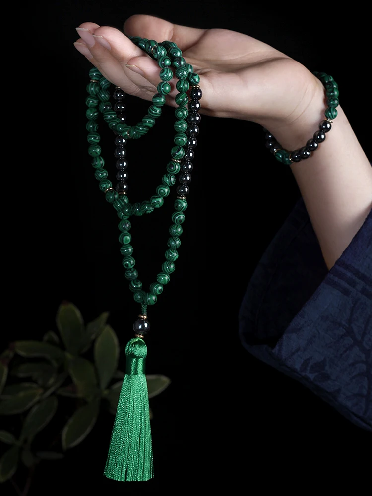 

Ожерелье из 108 искусственной кожи с хлопковой подвеской-кисточкой, мужское и женское ожерелье yoga, медитация, 108 мала, Прямая поставка