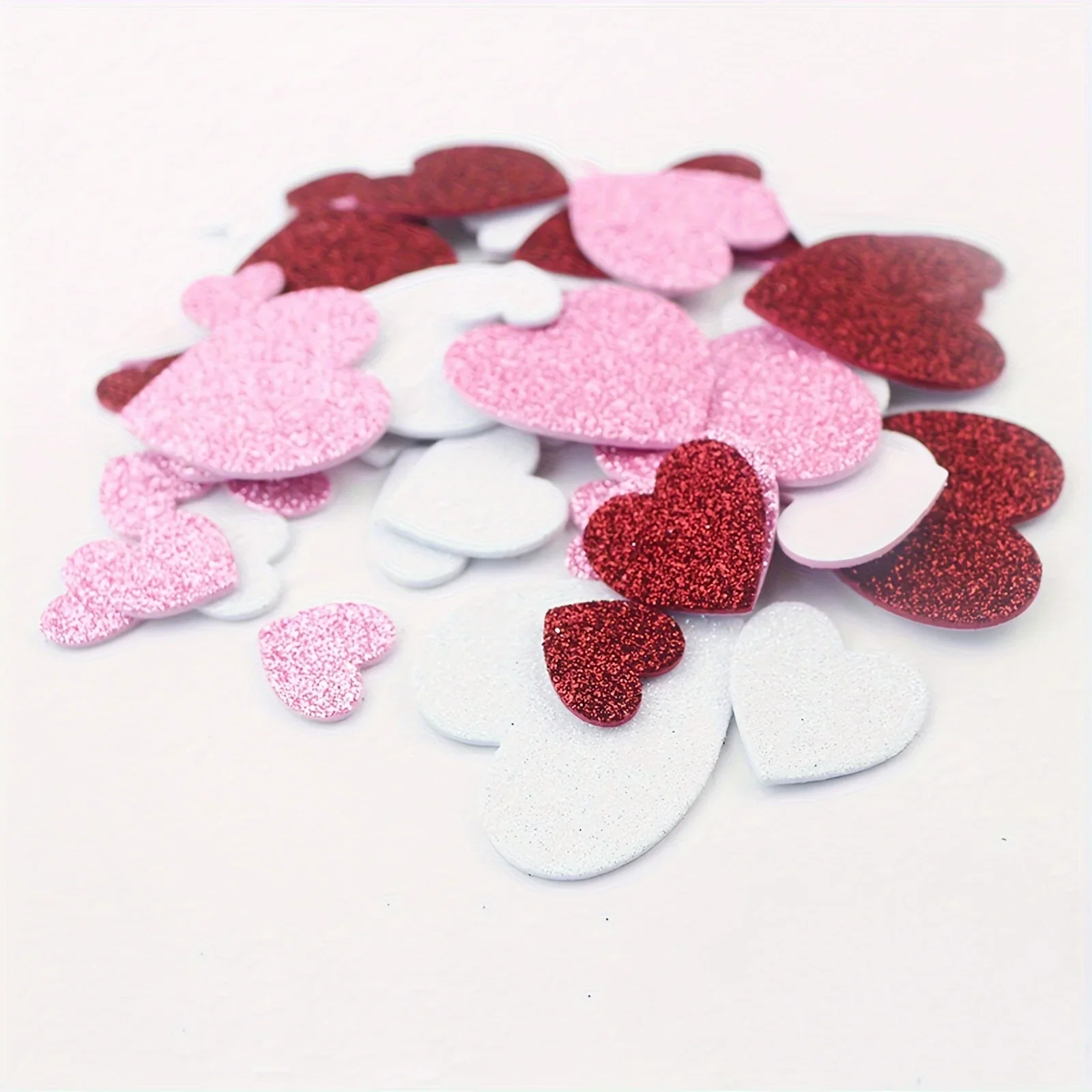 50pcs Foam Glitter Sticker DIY Love Heart Adhesive Sticker for Gift Box Bag Greeting Cards Party Decoration view 2