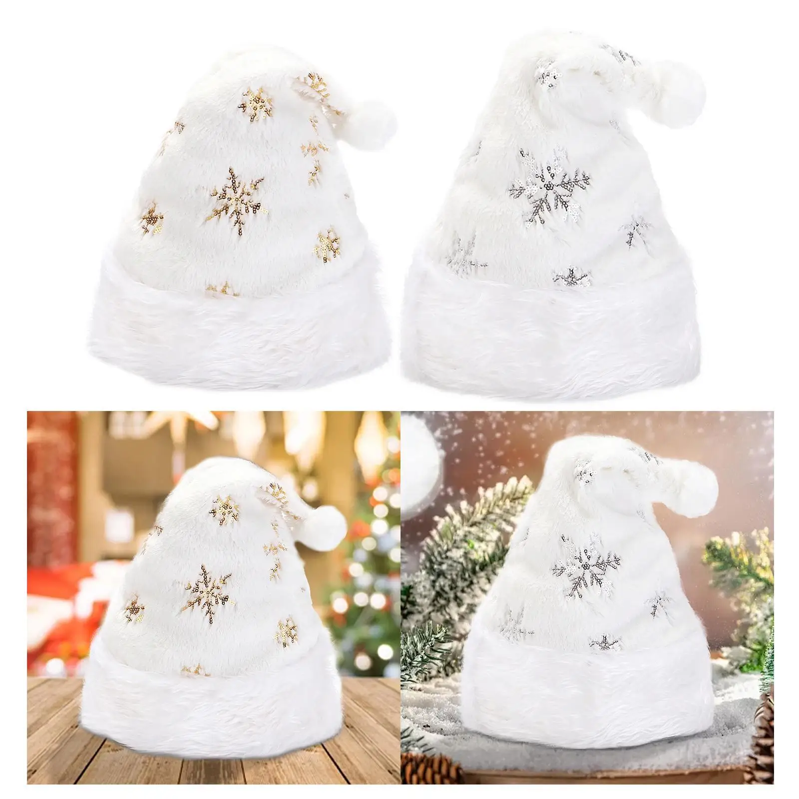 Cappello da Babbo Natale natalizio Accessori caldi per costumi da Babbo Natale per uomo e donna Berretto natalizio in peluche Cappello natalizio decorativo Cappello da Babbo Natale festivo