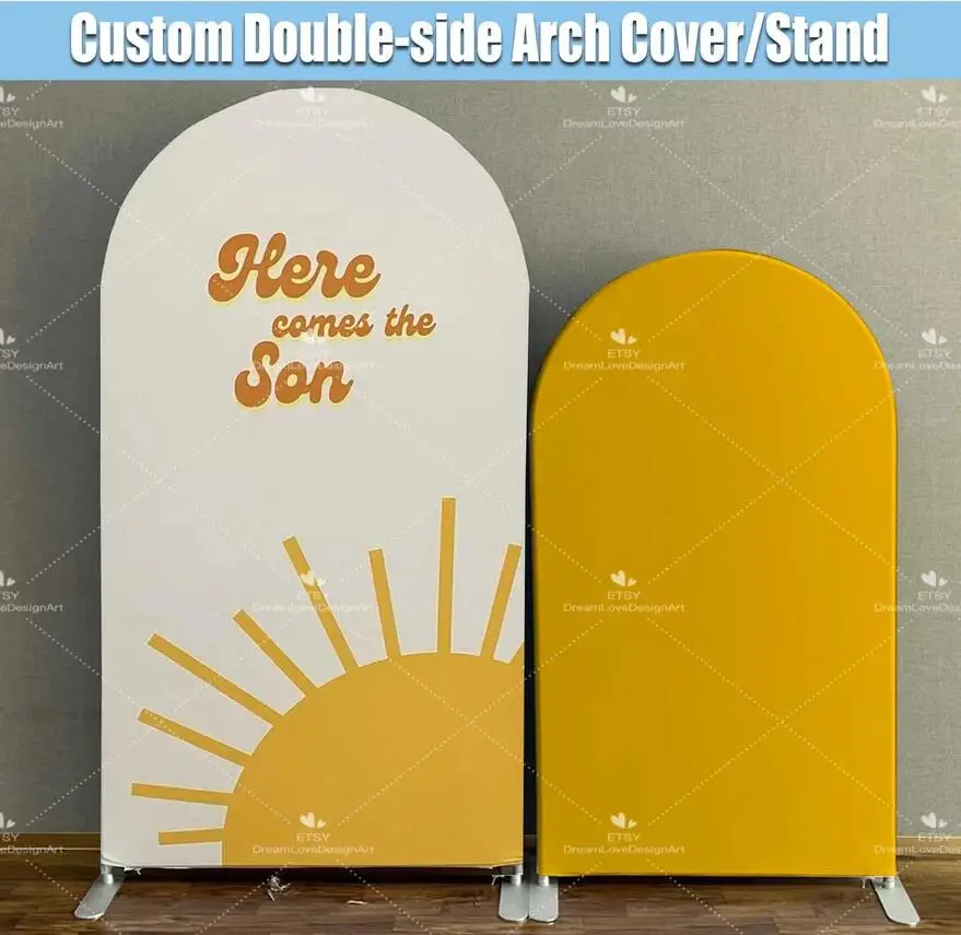 

Here Comes the Son Arch Backdrop Cover Boy Baby Shower Party Sun Retro Groovy Chiara Wall Photography Background