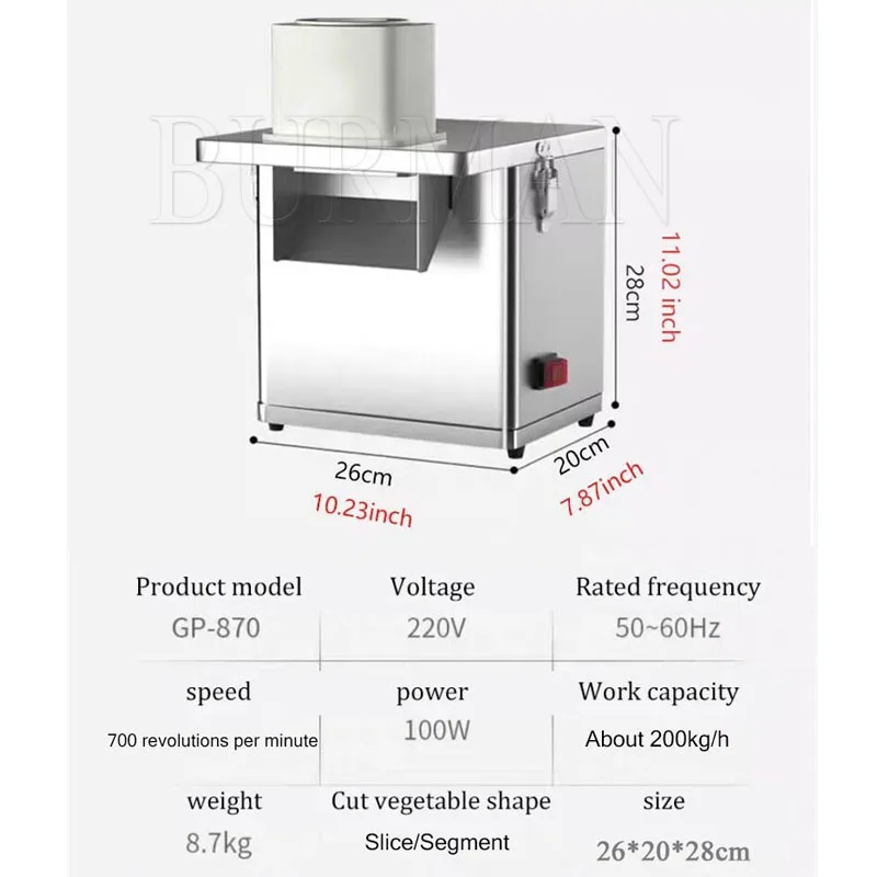 Affettatrice per verdure multifunzione Tritatutto per dadi Robot da cucina con porta di alimentazione di grande diametro in acciaio inossidabile